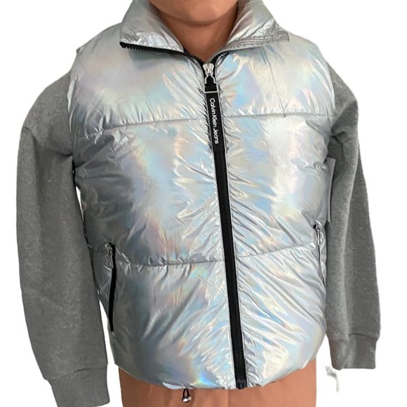 Calvin Klein Other - 💖MEGA SALE💖Calvin Klein Men's CJCV7010 IRD Puffer Silver Sleeveless Zipper